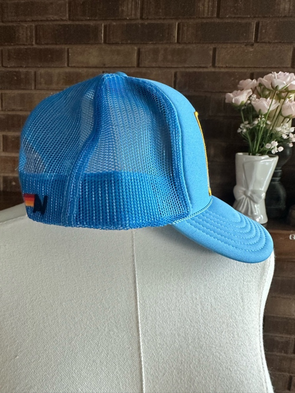 Aviator Nation Blue Vintage Bolt Heart Trucker Hat ~ Retro Beach Vibe - Picture 5 of 6